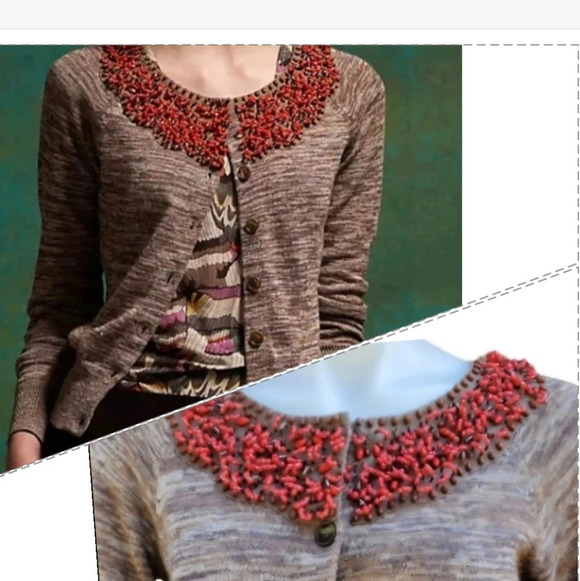 Moth Anthropologie Autumn tines beaded cardigan S/P - Picture 3 of 13